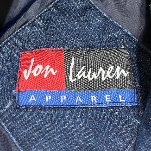 Vintage Jon Lauren Apparel Denim Canvas Sleeved Bomber Jacket Large - Picture 3 of 6